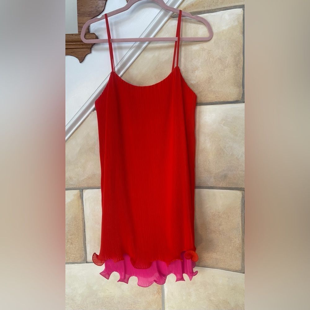 Milly Fiery Red Pleated Dress